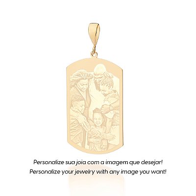 PINGENTE TAG RETANGULAR FOLHEADO A OURO PERSONALIZÁVEL. MED 5,2CM ROMMANEL 542888