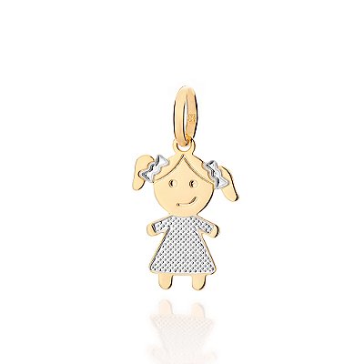 PINGENTE MENINA FOLHEADO A OURO COM APLIQUE DE RHODIUM. MED 2,40CM ROMMANEL 542955