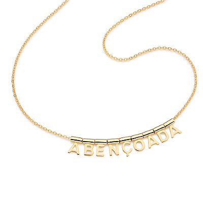 GARGANTILHA ABENÇOADA FOLHEADO A OURO. MED 50CM ROMMANEL 532602