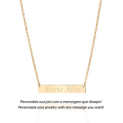GARGANTILHA PERSONALIZÁVEL FOLHEADO A OURO COM PINGENTE PLACA. MED 50CM ROMMANEL 532623