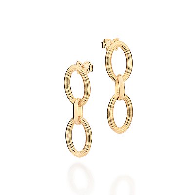 BRINCO PÊNDULO FOLHEADO A OURO 4 ELOS OVAIS. MED 3,20CM ROMMANEL 527521