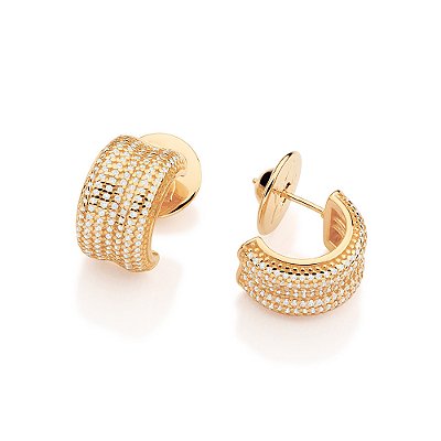 ARGOLA FOLHEADO A OURO COM ZIRCÔNIAS. MED 2,50CM ROMMANEL 527524