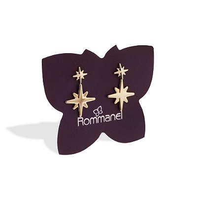 KIT BRINCOS ESTRELAS FOLHEADO A OURO ROMMANEL 527528