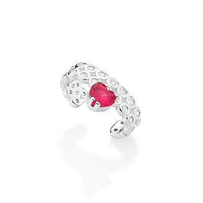 PIERCING DE PRESSÃO PRATA 925 COM ZIRCÔNIA ROSA. MED 1,7CM ROMMANEL 820281