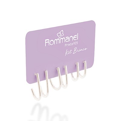 KIT ARGOLAS OVAIS LISAS PRATA 925 ROMMANEL 820283