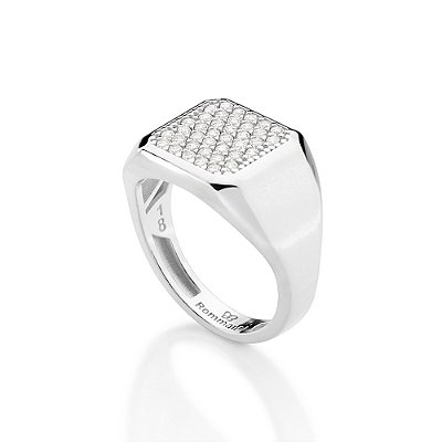 ANEL QUADRADO PRATA 925 COM ZIRCÔNIAS ROMMANEL 810371