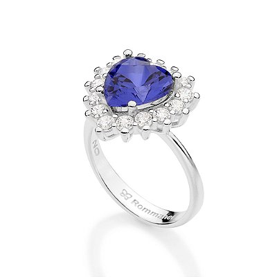 ANEL CORAÇÃO PRATA 925 COM ZIRCÔNIAS BRANCO COM LILÁS ROMMANEL 810372