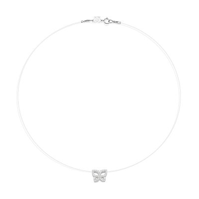 GARGANTILHA FIO DE NYLON PRATA 925 COM PINGENTE BORBOLETA. MED 42/40CM ROMMANEL 830139