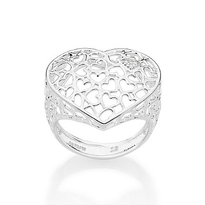 MAXI ANEL PRATA 925 CORAÇÕES VAZADOS COM ZIRCÔNIAS ROMMANEL 810337