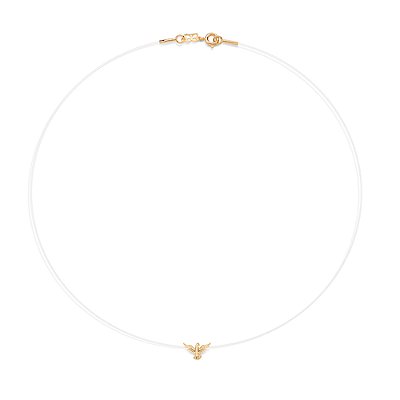 GARGANTILHA FIO DE NYLON FOLHEADO A OURO COM PINGENTE ESPÍRITO SANTO. MED 40/42CM ROMMANEL 532626