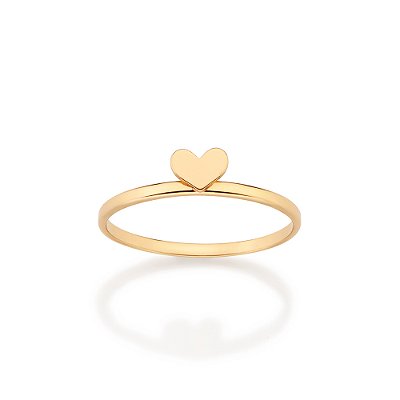 ANEL SKINNY FOLHEADO A OURO COM CORAÇÃO ROMMANEL 513622