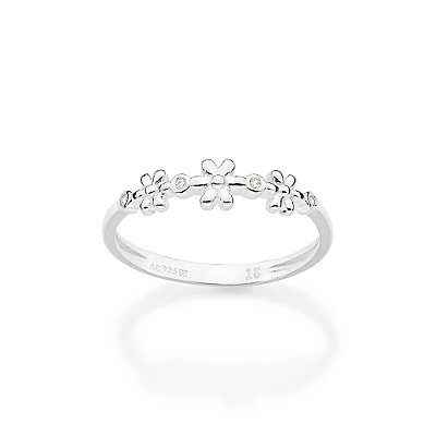 ANEL SKINNY FLORES PRATA 925 COM ZIRCÔNIAS ROMMANEL 810381
