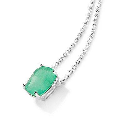 GARGANTILHA PRATA 925 COM CRISTAL FUSION TURMALINA VERDE CLARO. MED 45CM ROMMANEL 830144