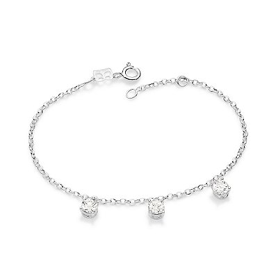 PULSEIRA PRATA 925 COM ZIRCÔNIAS BRANCO. MED 19CM ROMMANEL 850112