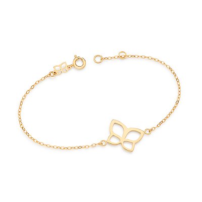 PULSEIRA FOLHEADO A OURO COM BORBOLETA. MED 18CM ROMMANEL 552239