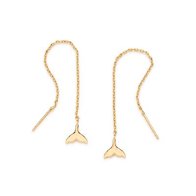 BRINCO FOLHEADO A OURO CAUDA DE BALEIA. MED 9,4CM ROMMANEL 527614