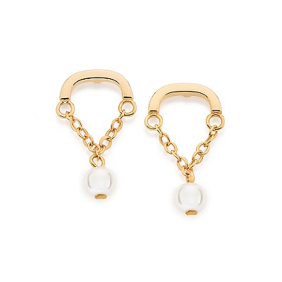 BRINCO FOLHEADO A OURO COM PÉROLAS SINTÉTICAS. MED 1,2CM ROMMANEL 527611
