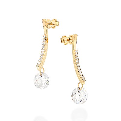 BRINCO FOLHEADO A OURO COM ZIRCÔNIAS. MED 3,3CM ROMMANEL 526093