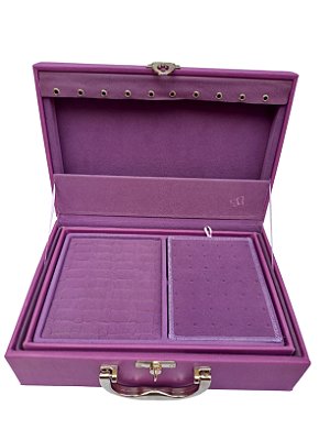 MALETA G PORTA JOIAS ROMMANEL COR LILÁS. MED 30X20X10CM