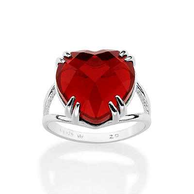 MAXI ANEL PRATA 925 CRISTAL CORAÇÃO VERMELHO ROMMANEL 810341