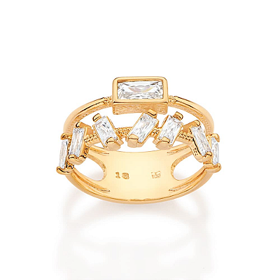 ANEL ARO DUPLO FOLHEADO A OURO COM ZIRCÔNIAS ROMMANEL 513627