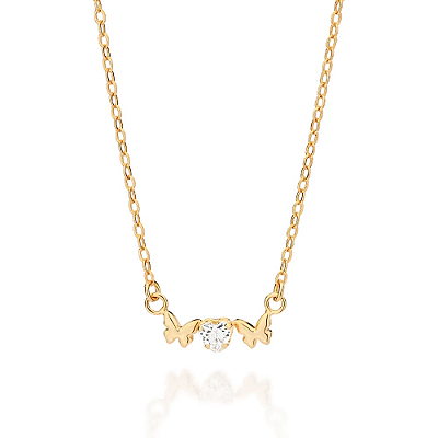 GARGANTILHA FOLHEADO A OURO BORBOLETAS COM ZIRCÔNIA CORAÇÃO. MED 50CM ROMMANEL 532621