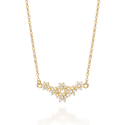 GARGANTILHA FOLHEADO A OURO FLORES COM ZIRCÔNIAS. MED 50CM ROMMANEL 532627