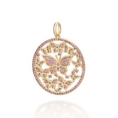 MAXI PINGENTE FOLHEADO A OURO BORBOLETAS COM ZIRCÔNIAS. MED 4,40CM ROMMANEL 542980