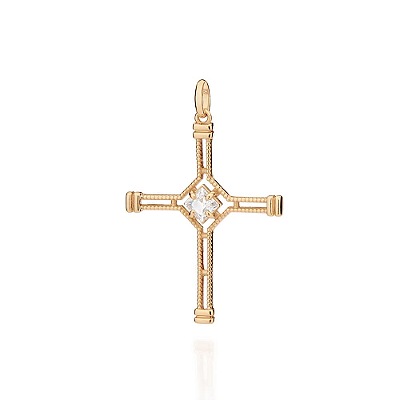 PINGENTE FOLHEADO A OURO CRUZ VAZADA COM ZIRCÔNIA. MED 4,70CM ROMMANEL 542983