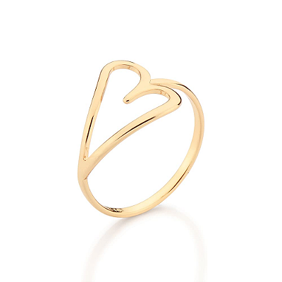 ANEL SKINNY FOLHEADO A OURO CORAÇÃO VAZADO ROMMANEL 513630