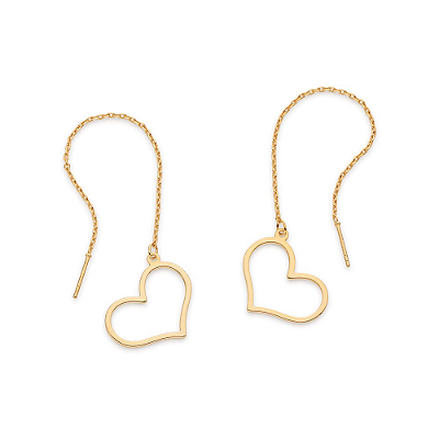 BRINCO PÊNDULO FOLHEADO A OURO CORAÇÃO VAZADO. MED 11,2CM ROMMANEL 527585