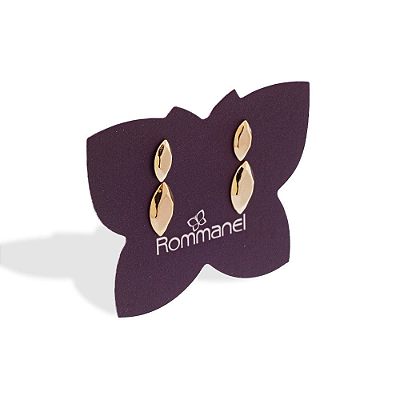 KIT BRINCOS LOSANGO FOLHEADO A OURO ROMMANEL 527550