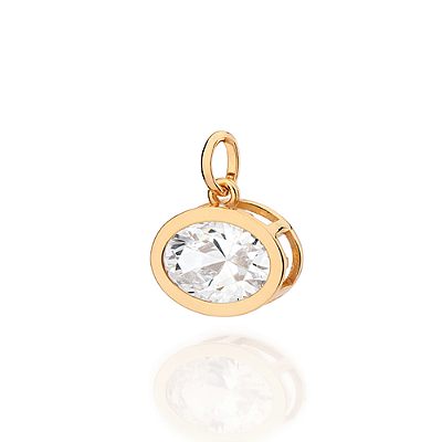 PINGENTE FOLHEADO A OURO OVAL COM ZIRCÔNIA. MED 2CM ROMMANEL 542987
