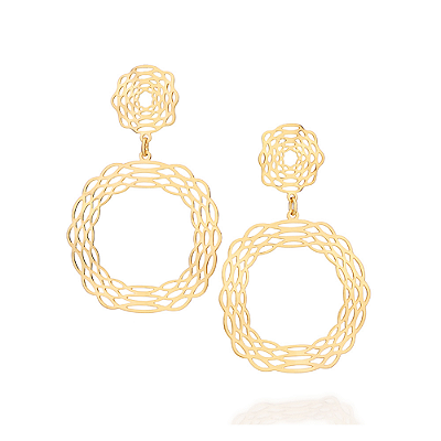 MAXI BRINCO FOLHEADO A OURO PÊNDULO ONDULADO. MED 5,40CM ROMMANEL 527552