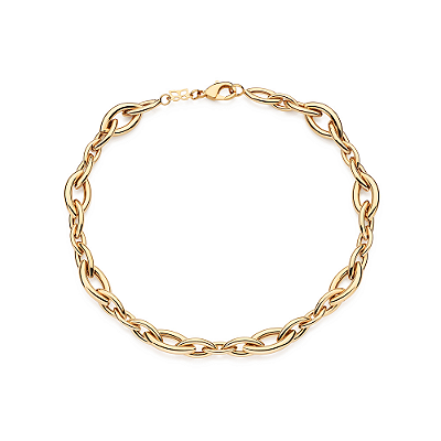 GARGANTILHA FOLHEADO A OURO NAVETES INTERCALADOS. MED 42CM ROMMANEL 532649