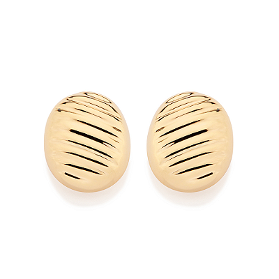 MAXI BRINCO FOLHEADO A OURO BOTÃO OVAL. MED 2,5CM ROMMANEL 527590