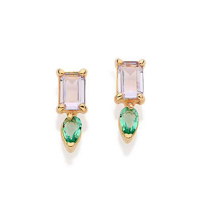 BRINCO GEOMÉTRICO FOLHEADO A OURO COM CRISTAIS COLORIDO. MED 1,3CM ROMMANEL 527596