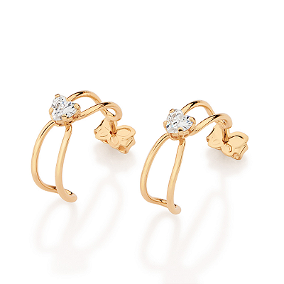 ARGOLA VAZADA FOLHEADO A OURO COM ZIRCÔNIAS CORAÇÃO. MED 2,4CM ROMMANEL 527607