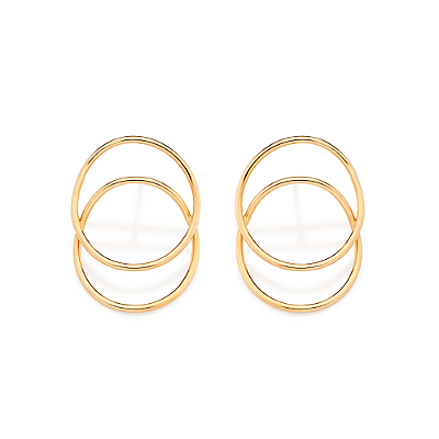 BRINCO FOLHEADO A OURO CÍRCULOS SOBREPOSTOS. MED 2,4CM ROMMANEL 527619