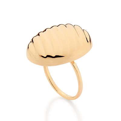 MAXI ANEL BOTÃO FOLHEADO A OURO OVAL ABAULADO ROMMANEL 513636