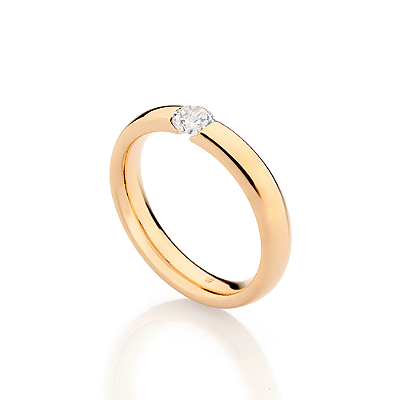 ALIANÇA ABAULADA FOLHEADO A OURO COM ZIRCÔNIA ROMMANEL 513642