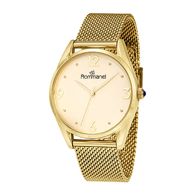 RELÓGIO ANALÓGICO SOCIAL DOURADO ROMMANEL 650210