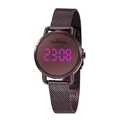 RELÓGIO DIGITAL LED SOCIAL ROXO ROMMANEL 650180