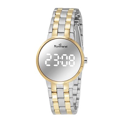 RELÓGIO DIGITAL LED MISTO PRATA COM DOURADO 650181