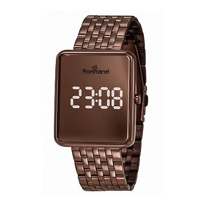 RELÓGIO DIGITAL LED MARROM ROMMANEL 650203