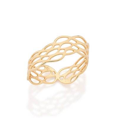 ANEL ONDULADO DETALHES VAZADOS FOLHEADO A OURO ROMMANEL 513654