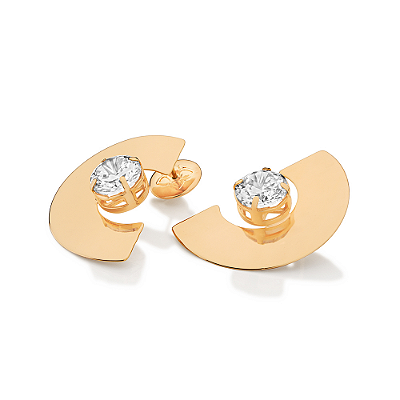 MAXI BRINCO MEIO CÍRCULO FOLHEADO A OURO COM ZIRCÔNIA ROMMANEL 527623