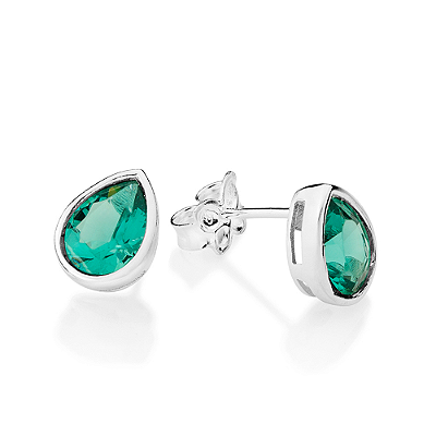 BRINCO SOLITÁRIO GOTA PRATA 925 COM ZIRCÔNIA VERDE. MED 0,90CM ROMMANEL 820330