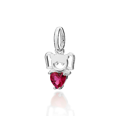 PINGENTE MENINA PRATA 925 COM ZIRCÔNIAS ROSA ESCURO. MED 1,80CM ROMMANEL 840316