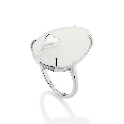 MAXI ANEL PRATA 925 CORAÇÃO COM CRISTAL GOTA ROMMANEL 810403